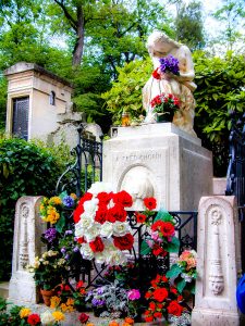 Chopin's grave in Pere Lachaise cemetery in Paris