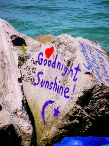 Graffiti rocks at Northwestern in Chicago